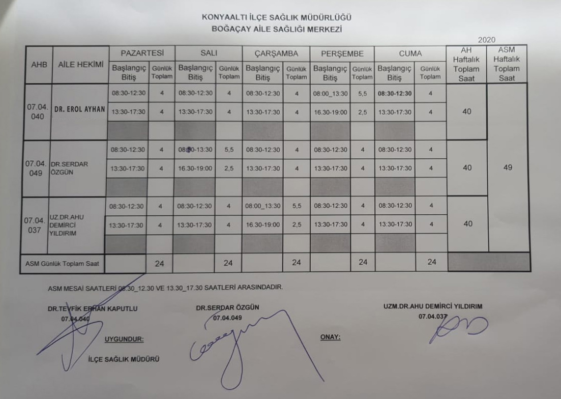 Çalışma Saatlerimiz